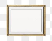 Png gold luxury frame sticker, transparent background