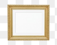 Png vintage gold frame sticker, transparent background