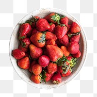 Bowl png strawberries, fresh fruits in transparent background