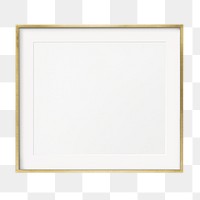 Png gold square frame sticker, transparent background