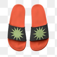 Orange flip-flop png sticker, fashion transparent background