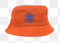 Orange bucket hat  png sticker, fashion transparent background