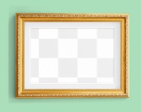 Vintage gold  frame png mockup, transparent design