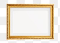 Png vintage gold frame sticker, transparent background