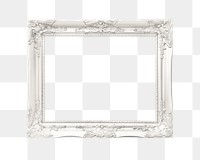 Vintage white frame  png sticker, transparent background