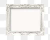 Png vintage white frame sticker, transparent background