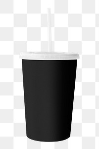 Black disposable cup png sticker, beverage packaging, transparent background