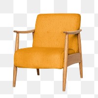 Yellow armchair png sticker, transparent background