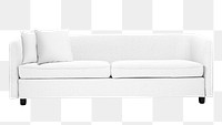 Classic white sofa png sticker, transparent background