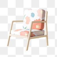 Cute armchair png sticker, transparent background