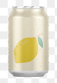 Yellow soda can  png sticker, transparent background