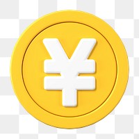 Yen coin png, 3D sticker, Japanese currency exchange on transparent background