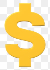 US dollar png sign clipart, money currency exchange 3D on transparent background