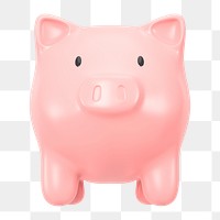 Piggy bank png 3D clipart, savings & finance graphic on transparent background