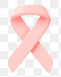 3D pink ribbon png clipart, breast cancer awareness on transparent background