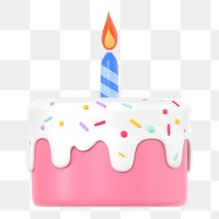 Cake png sticker, 3d birthday graphic on transparent background