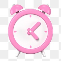 Pink alarm clock png element, 3d clipart, business graphic on transparent background