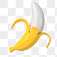 Banana sticker png, 3d food clipart on transparent background