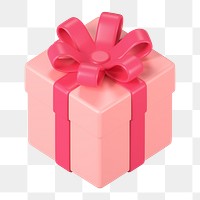 Pink gift box png sticker, 3d birthday graphic on transparent background