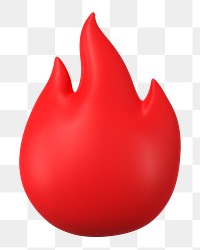 Red flame png 3D, flash sale icon illustration on transparent background