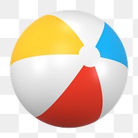 Beach ball png sticker, summer 3D cartoon transparent background