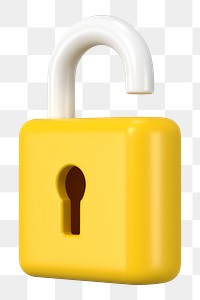 3D unlock png clipart, data security graphic on transparent background