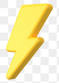 3D thunderbolt png sticker, flash sale symbol on transparent background