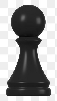 Pawn png chess piece clipart, 3D black graphic on transparent background