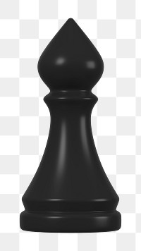 Bishop png chess piece clipart, 3D black graphic on transparent background