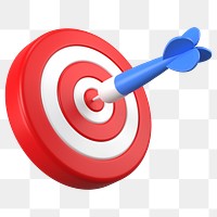 3D bullseye png sticker, business accomplishment graphic on transparent background