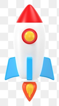 3D rocket png sticker, business launch symbol on transparent background