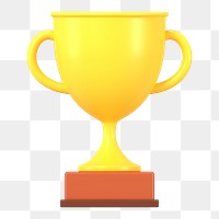 3D trophy png sticker, prize for 1st place on transparent background