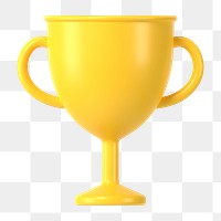 3D trophy png sticker, prize for 1st place on transparent background