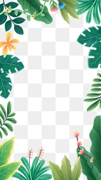 Tropical leaves png frame, botanical illustration, transparent background