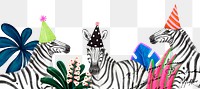 Cute zebras png border, animal illustration, transparent background