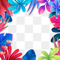 Colorful tropical png frame, botanical illustration, transparent background