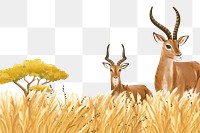 Impala wildlife png border sticker, drawing design