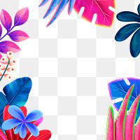 Colorful tropical png frame, botanical illustration, transparent background