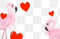 Cute flamingoes png frame, animal illustration, transparent background