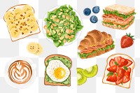 Breakfast png illustration sticker set, transparent background