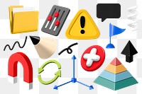 3D icons png illustration sticker set, transparent background