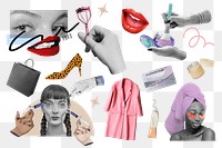 Fashion & beauty lifestyle png sticker set, transparent background