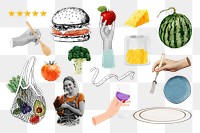 Eating lifestyle png sticker set, transparent background