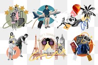 Travel lifestyle png sticker set, transparent background