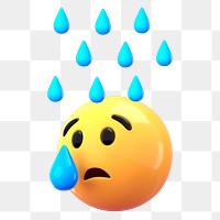 3D cry emoticon png social media sticker, transparent background