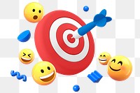 Dart hitting target png sticker, happy emoticons business remix, transparent background