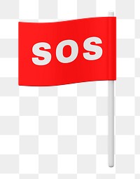 SOS flag 3D png sticker, transparent background