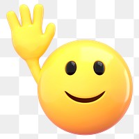 Png waving emoji sticker, 3D rendering transparent background