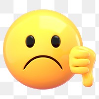 Dislike emoji png sticker, 3D rendering transparent background