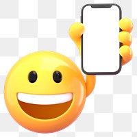 Phone screen png mockup, 3D emoji transparent background